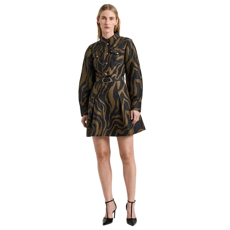 Veronika Maine Abstract Zebra Linen Viscose Shirtdress image number 0